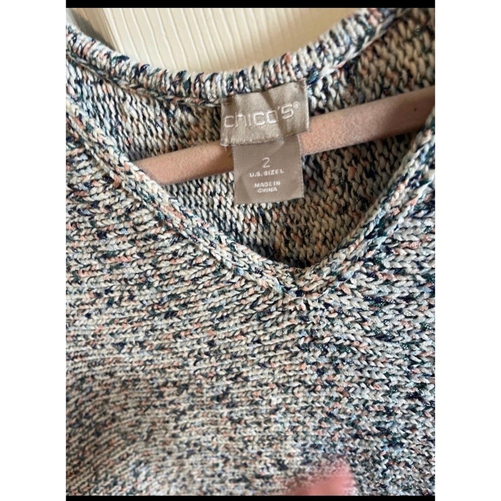Chicos Sweater Womens Size 2 XS Knit V-Neck 3/4 Sleeves Pullover Casual - Picture 2 of 6